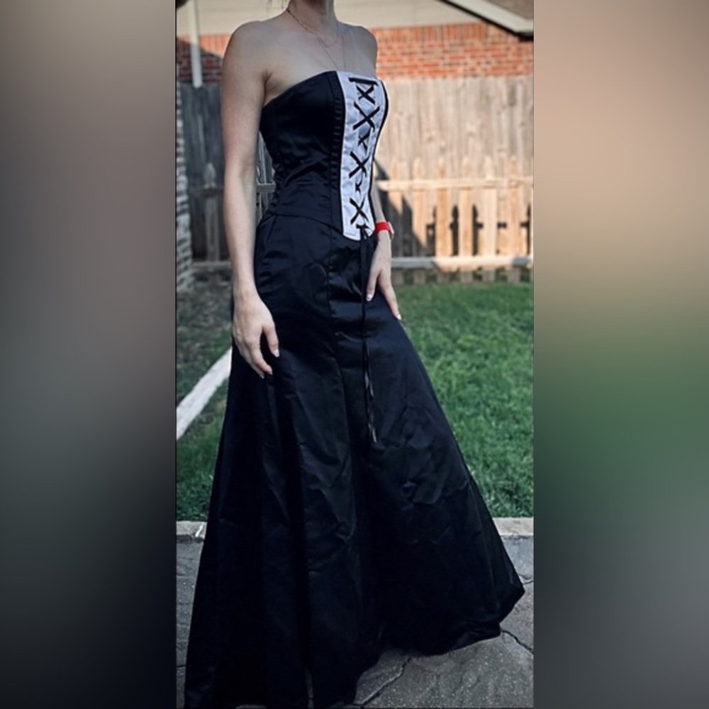 💛 Gunne Sax Black Corset Gown By Jessica McClintock Dress 2